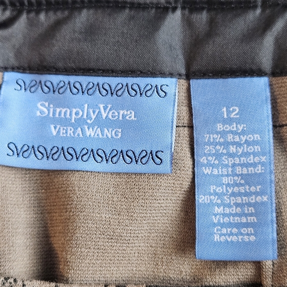 Simply Vera x Vera Wang Skirt Women's Size 12 Brown/Black Zip Pockets - Picture 5 of 7